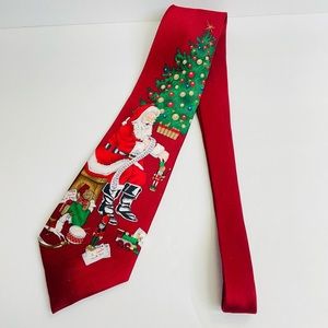 Holiday Santa Clause Christmas Men’s Tie Necktie Holiday Season Greetings
